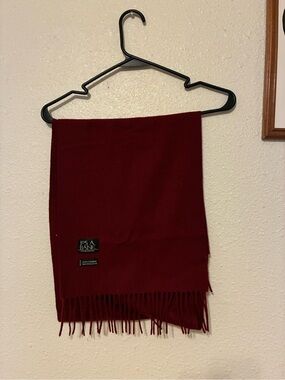 Jos. A. Bank Deep Red Cashmere Scarf with Fringe